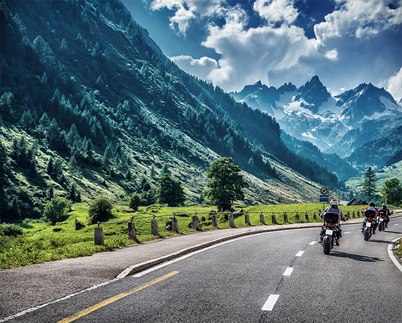 Motorcyclists European Mountains